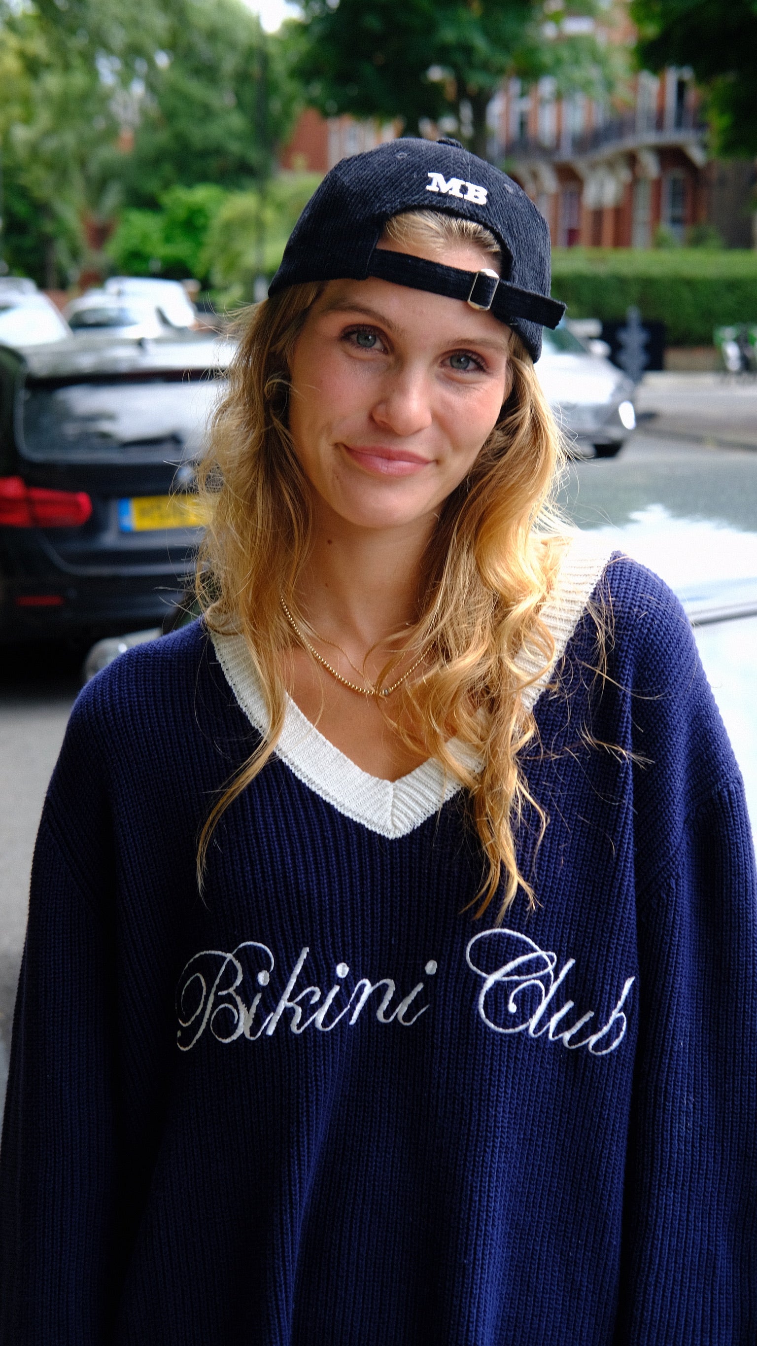 "Finders Keepers" Navy Knitted Cotton Jumper