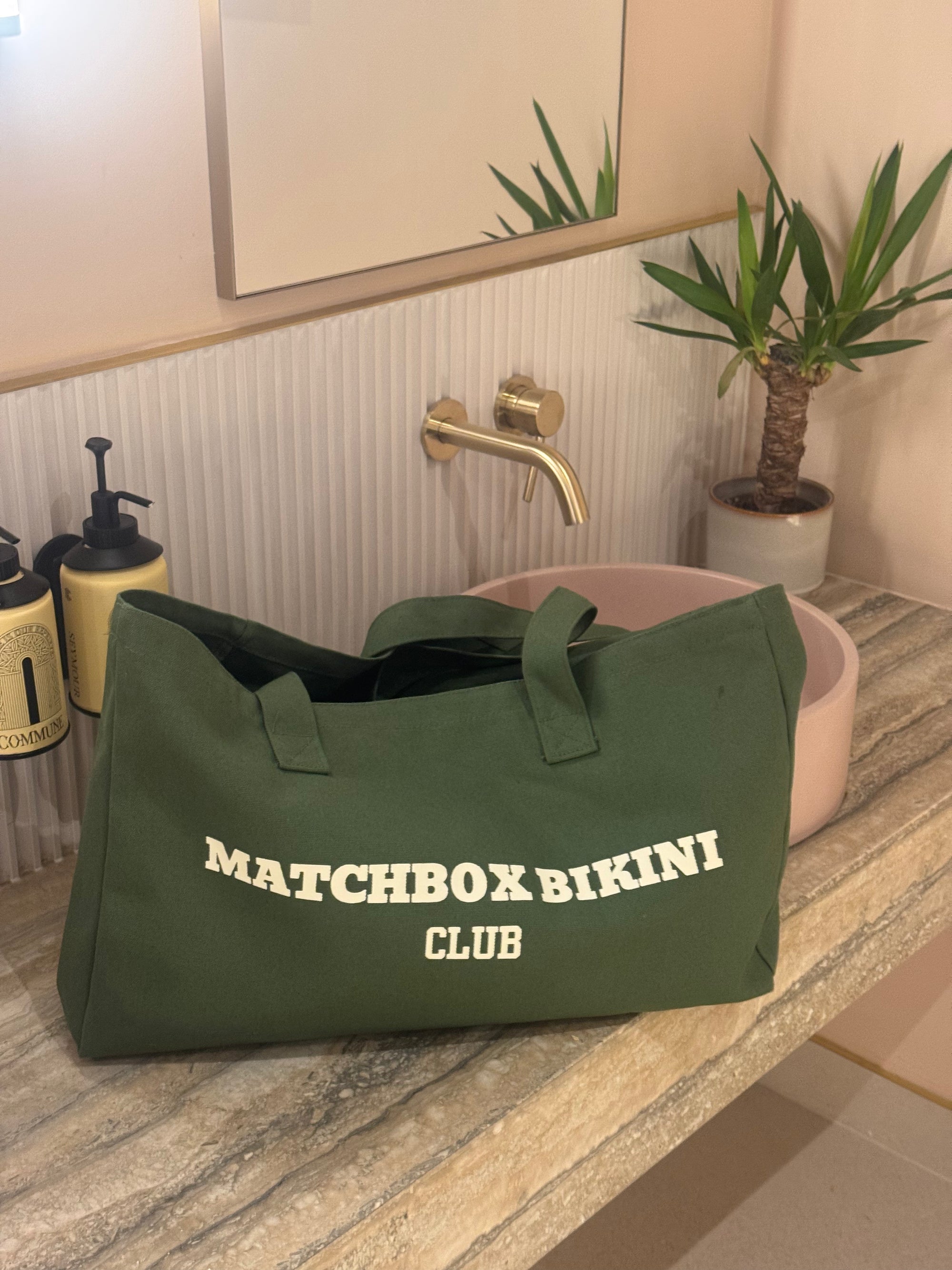 'Life's A Beach' Tote Bag Dark Green