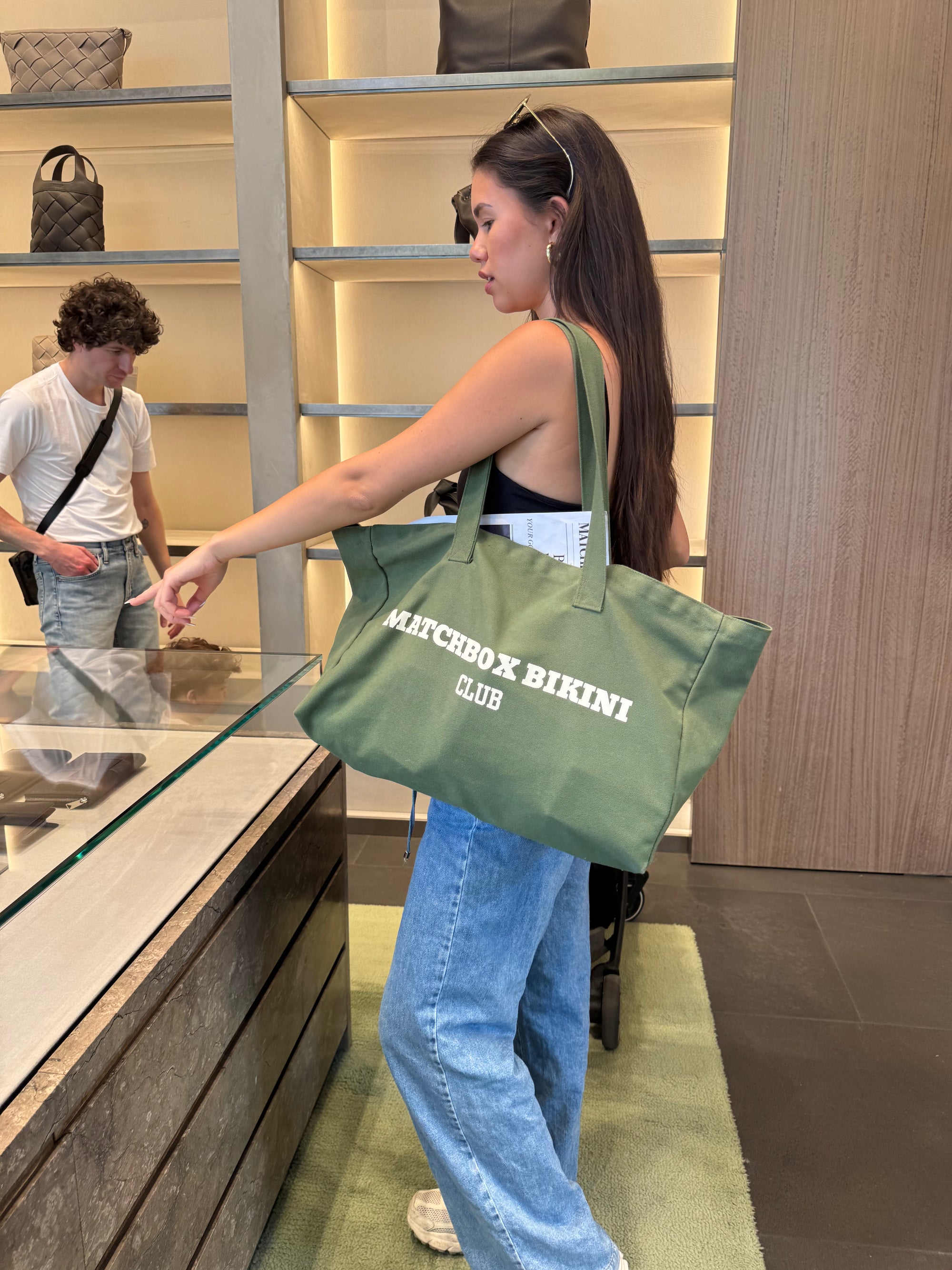 'Life's A Beach' Tote Bag Dark Green